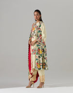 Ivory Digital Printed Kurta Set with a Panneled Dupatta