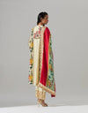 Ivory Digital Printed Kurta Set with a Panneled Dupatta