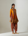 Burnt Orange Sapna Printed Frock Kurti with Dhoti Pants