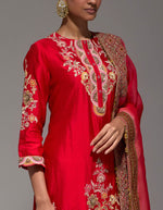 Red Tikari 12 Kali Sharara With Kurta Set