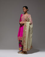 Fuschia Kurta With Printed Pants And A Dupatta