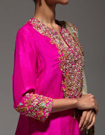 Fuschia Kurta With Printed Pants And A Dupatta