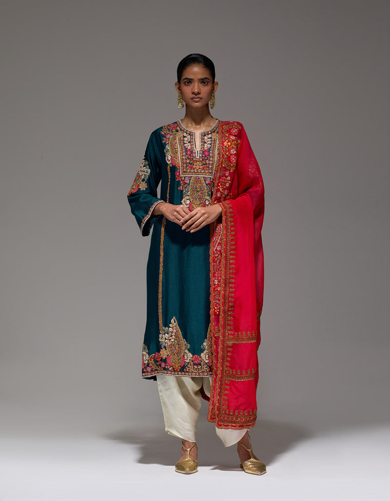 Navy Rukhshar Heavy Choga With A Khusnoor Dupatta