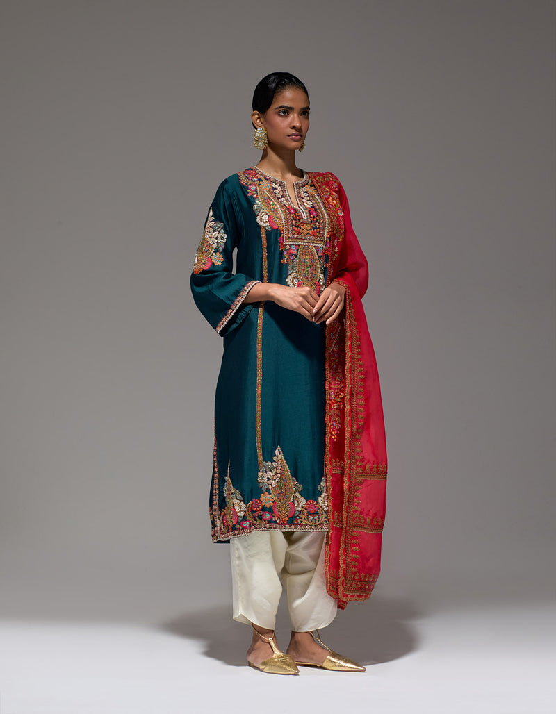 Navy Rukhshar Heavy Choga With A Khusnoor Dupatta