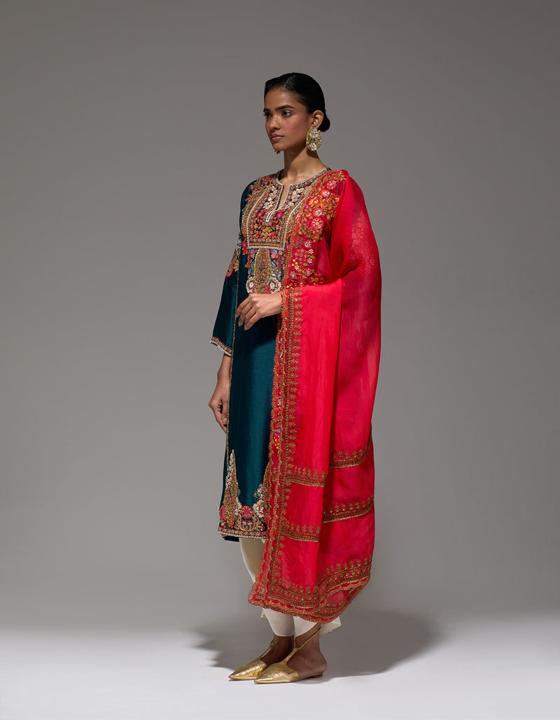 Navy Rukhshar Heavy Choga With A Khusnoor Dupatta