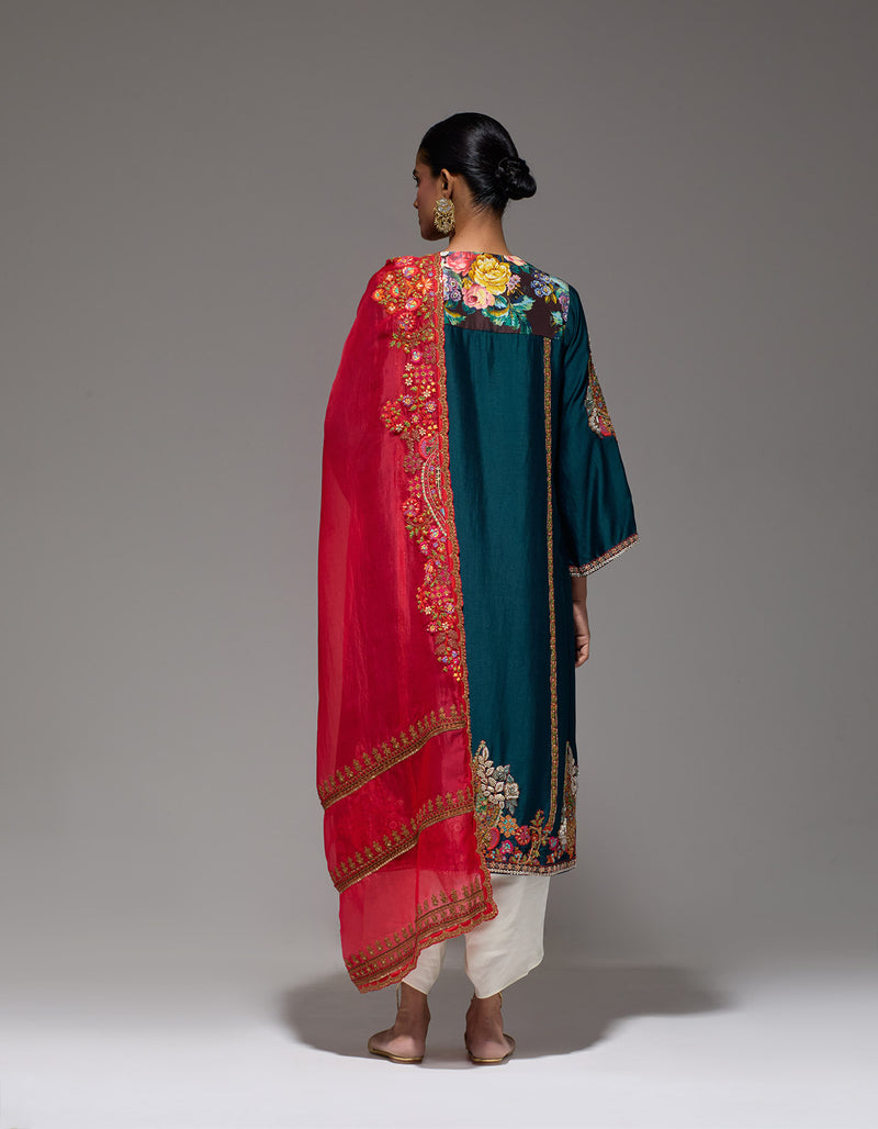 Navy Rukhshar Heavy Choga With A Khusnoor Dupatta