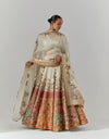 Ivory Scallop Boho Lehenga With Blouse And Dupatta Set