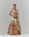 Ivory Scallop Boho Lehenga With Blouse And Dupatta Set