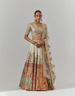 Ivory Scallop Boho Lehenga With Blouse And Dupatta Set