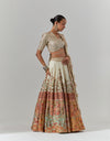 Ivory Scallop Boho Lehenga With Blouse And Dupatta Set