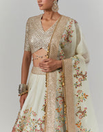 Ivory Scallop Boho Lehenga With Blouse And Dupatta Set