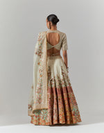 Ivory Scallop Boho Lehenga With Blouse And Dupatta Set