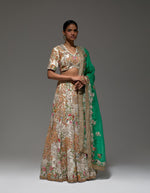 Ivory Organza New Sunflower Lehenga With Blouse & Dupatta