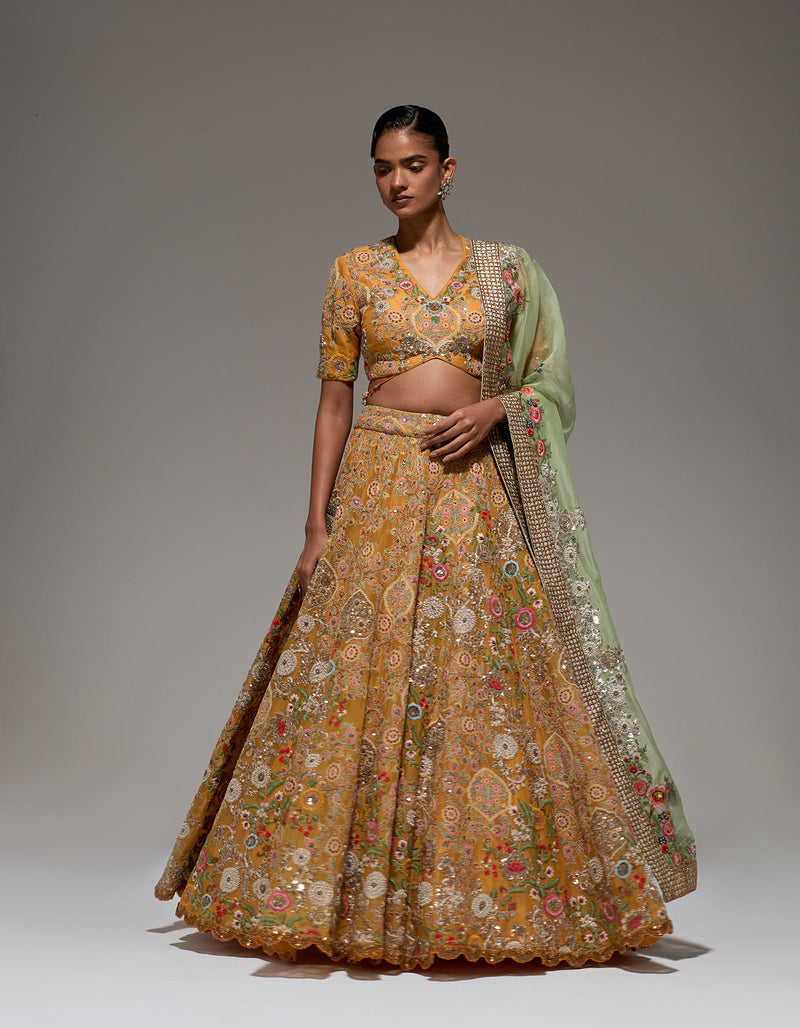 Rust Sunflower Lehenga