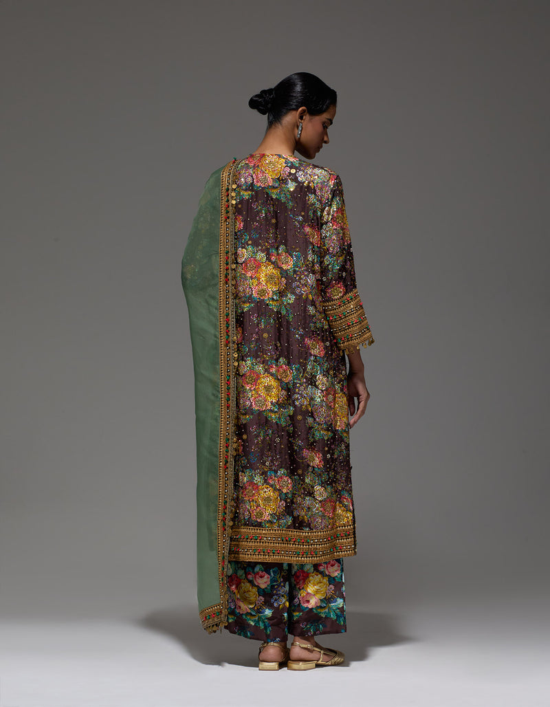 Brown Gulab Kurta With Dupatta