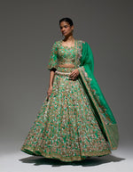 Green Kari Organza Lehenga