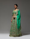 Green Kari Organza Lehenga