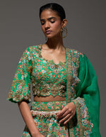 Green Kari Organza Lehenga