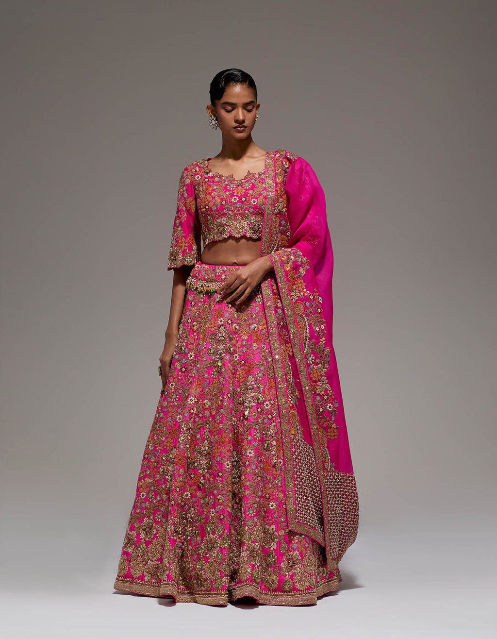 Magenta Kairi Organza Lehenga