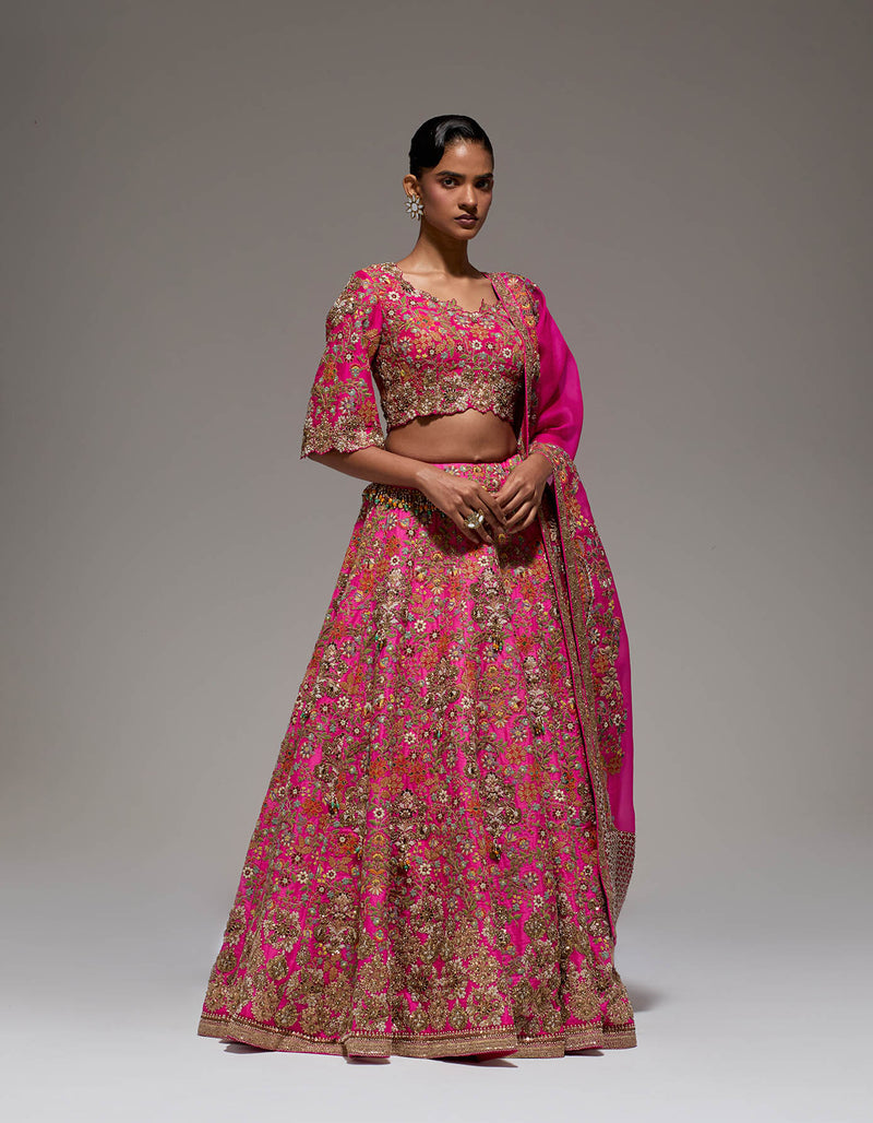 Magenta Kairi Organza Lehenga