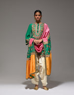 Green New Begum Kurta With Pleat Salwar And Dupatta