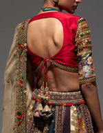 Maroon And Brown Shimi Shimi Akashtara Lehenga with 24 Kalis