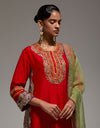 Red Gulab Kurta Set