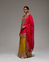 Red Short Habib Kurta With Tiki Tiki Farshi Set