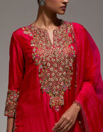 Red Short Habib Kurta With Tiki Tiki Farshi Set