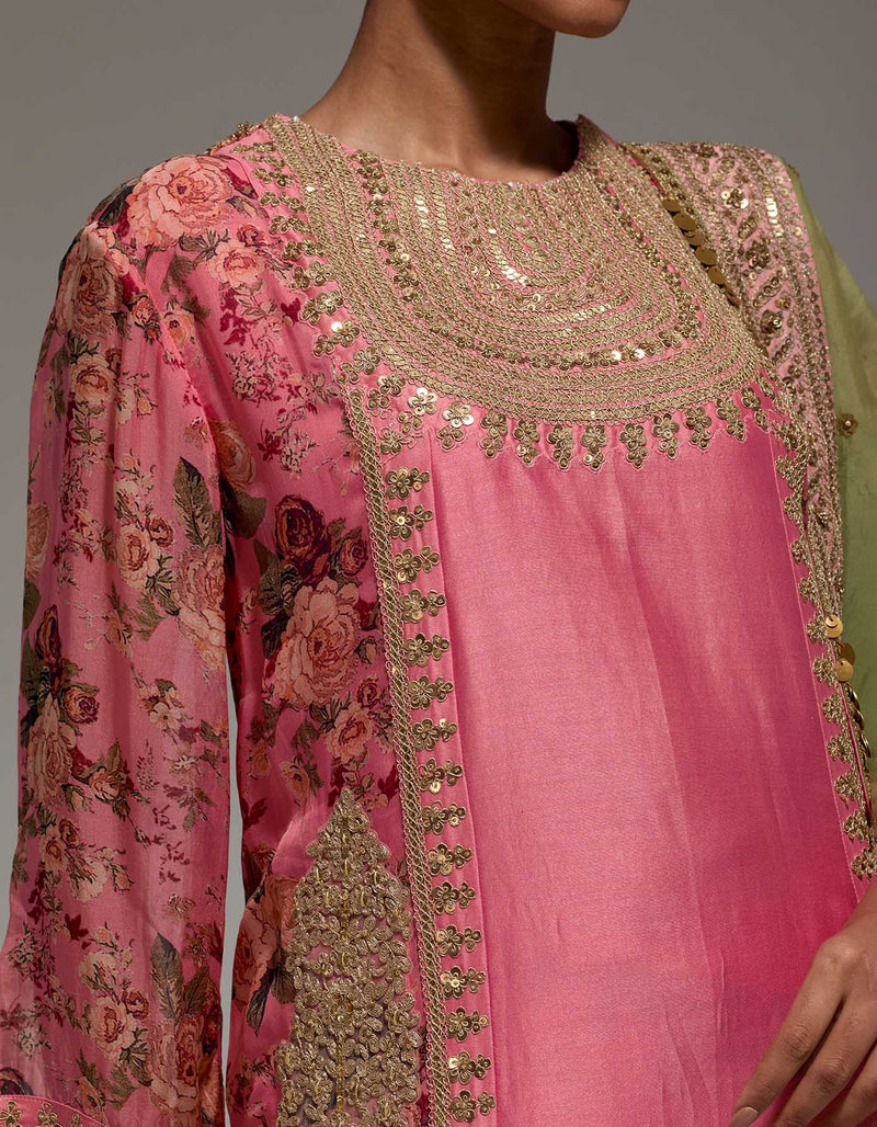 Blush Pink 4 Kali Kurta Set