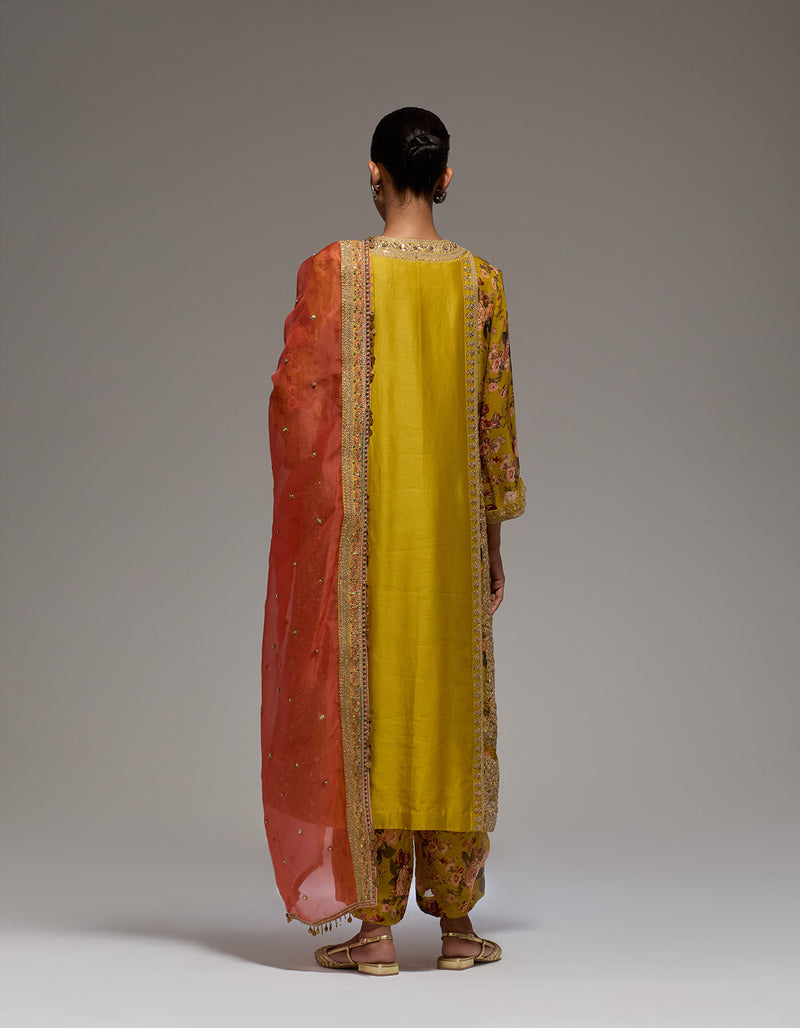 Mustard 4 Kali Kurta Set