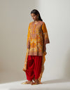 Burnt Orange Short Heavy Jaal Kurta Set