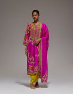 Magenta Heavy Jaal Long Kurta Set