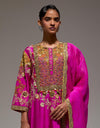 Magenta Heavy Jaal Long Kurta Set