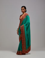 Ikkat Emerald Firoze Saree with Blouse