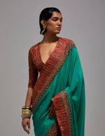 Ikkat Emerald Firoze Saree with Blouse