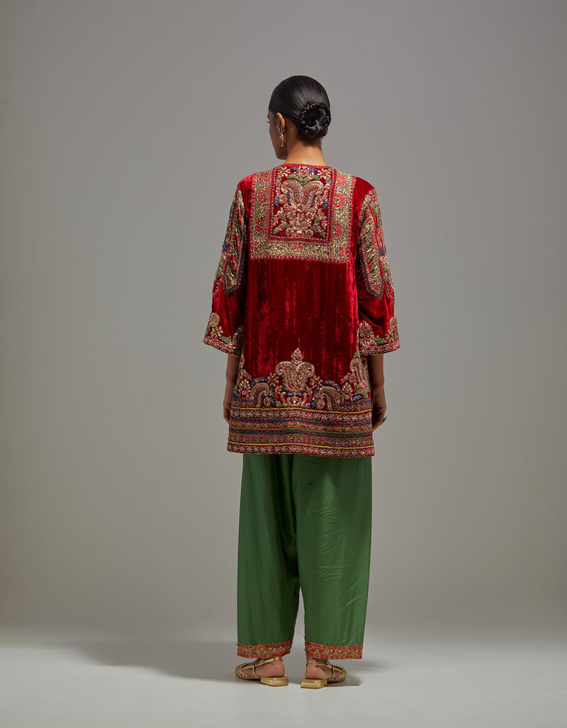 Red Akmal Kurta Set