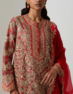 Red Heavy Qawwali Kurta Set