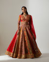 Red Multi 24 Kali Lehenga Set