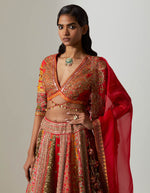 Red Multi 24 Kali Lehenga Set