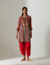 Red Short Stripe Kurta Set