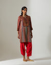 Red Short Stripe Kurta Set