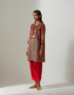 Red Short Stripe Kurta Set