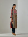 Red Multi Long Stripe Kurta Set