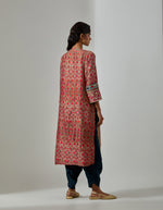 Red Multi Long Stripe Kurta Set