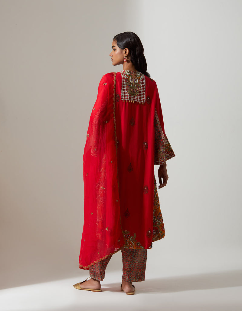 Red Zig-Zag Sooraj Kurta Set