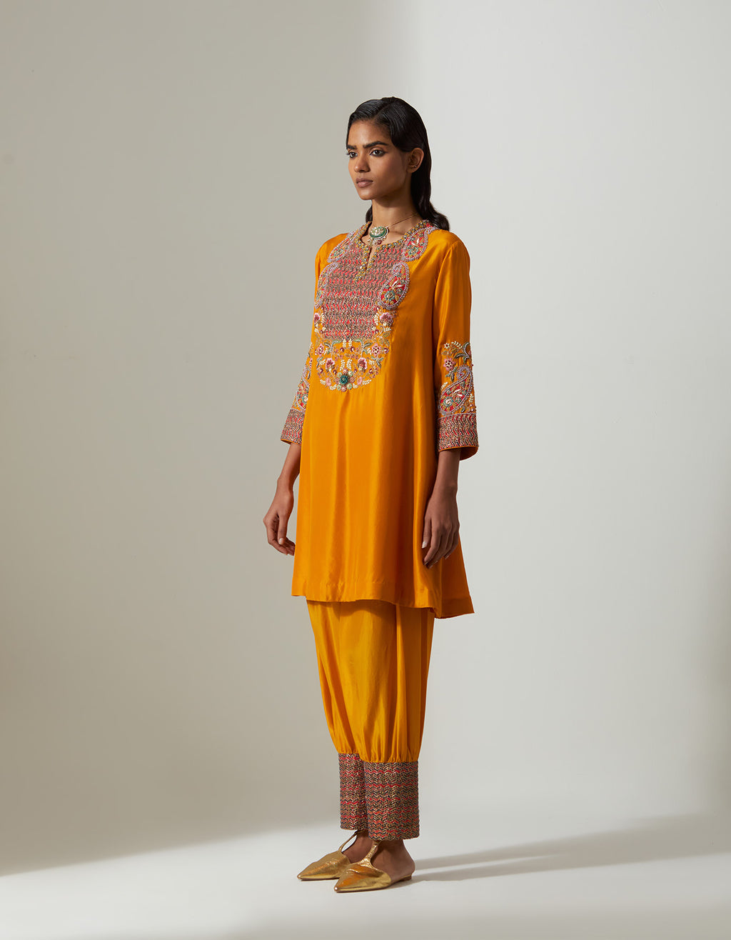 Burnt Orange Ambi Track Kurta Set