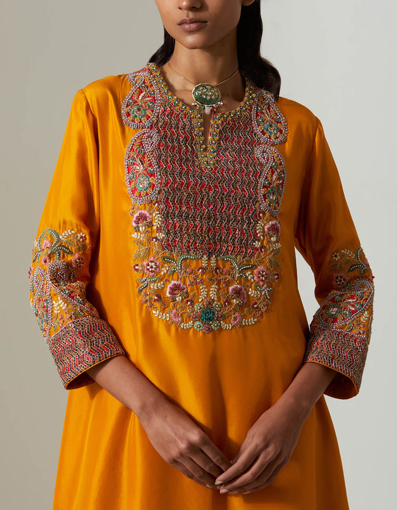 Burnt Orange Ambi Track Kurta Set