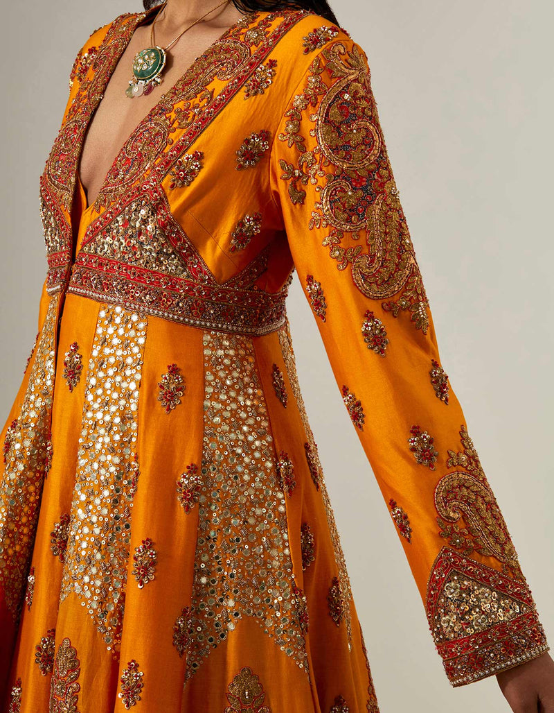 Burnt Orange Double Layer 32 Kali Kalidar Set