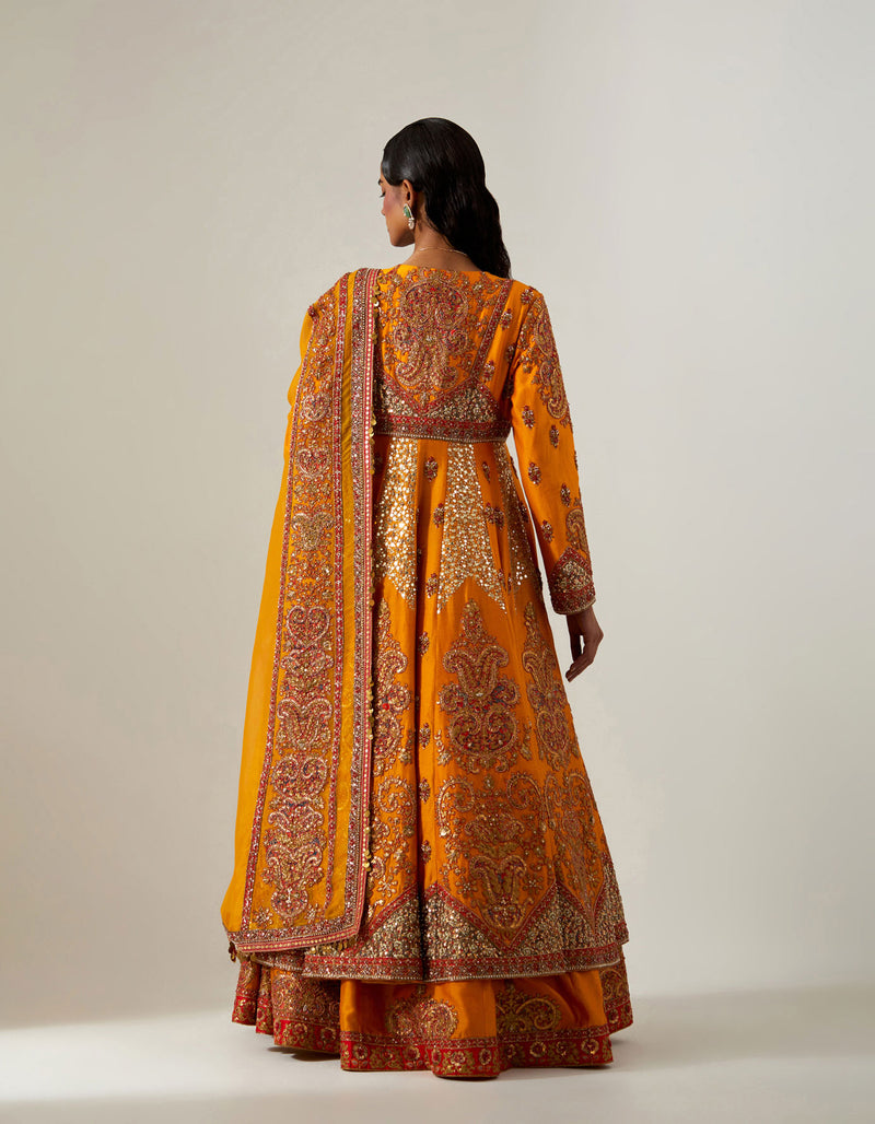 Burnt Orange Double Layer 32 Kali Kalidar Set